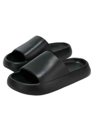 PLAIN BLACK - COMFORTABLE PILLOW SLIDES FOR INDOOR AND OUTDOOR