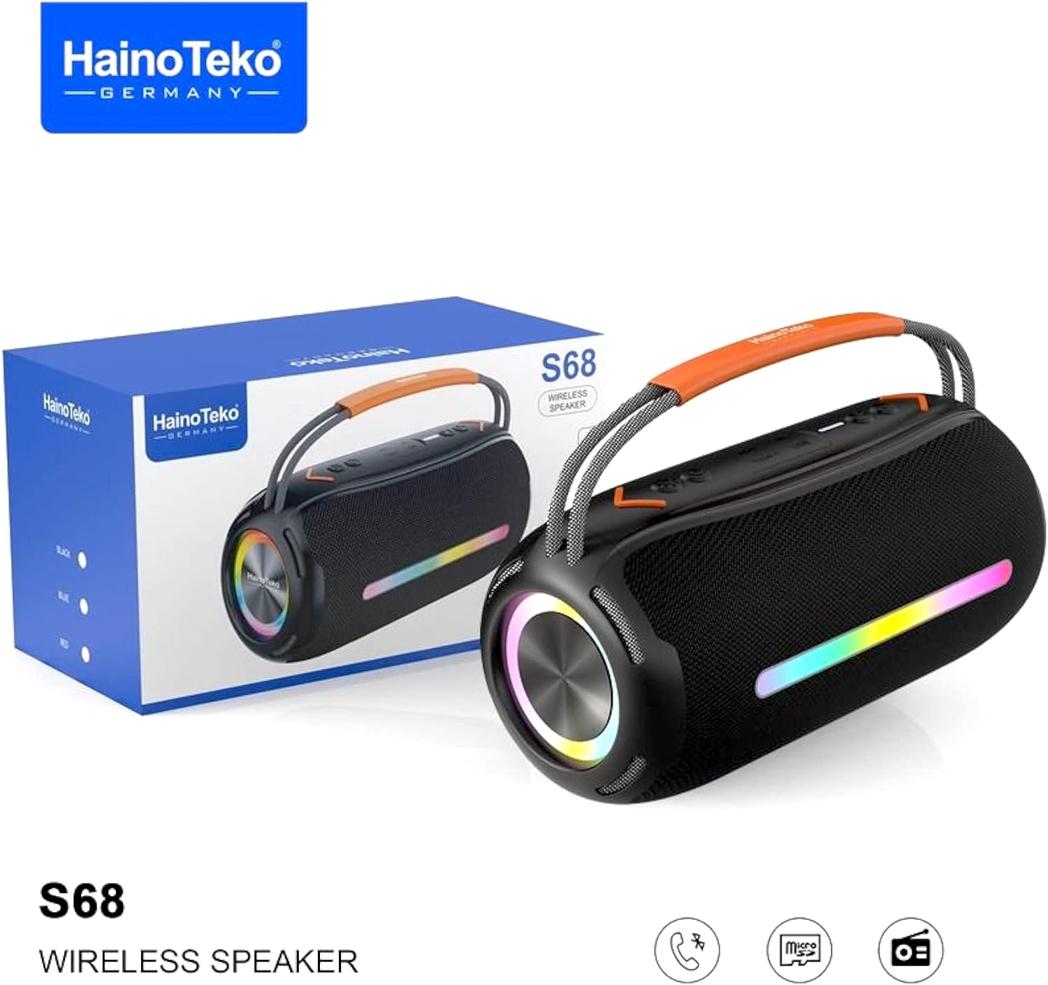 Haino Teko Germany S68 Bluetooth Speaker - Black