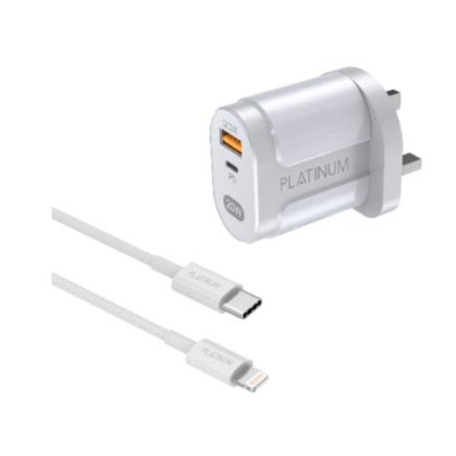 Platinum VITAL Series PD Wall Charger + PD Cable C-L - White - P-COMVPDLWH